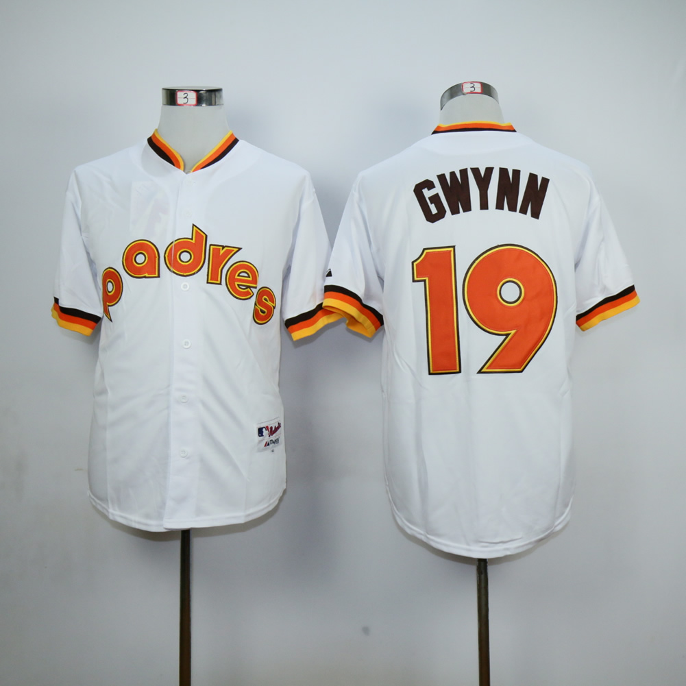 Men San Diego Padres 19 Gwynn White Throwback 1984 MLB Jerseys